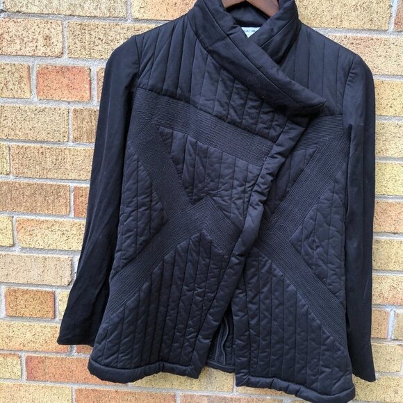 RARE Helmut Lang Asymmetrical Collar Coat Jacket Medium Black - Picture 6 of 9